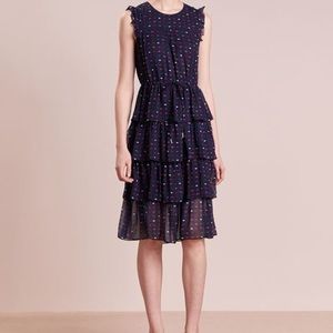 J. Crew Tiered Silk Lip Prink Navy Dress - NWOT